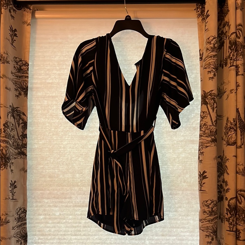 Navy and creamstriped Romper